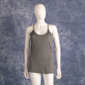 MPG Women's Gray Strappy Built-in Bra Yoga Top Sz M